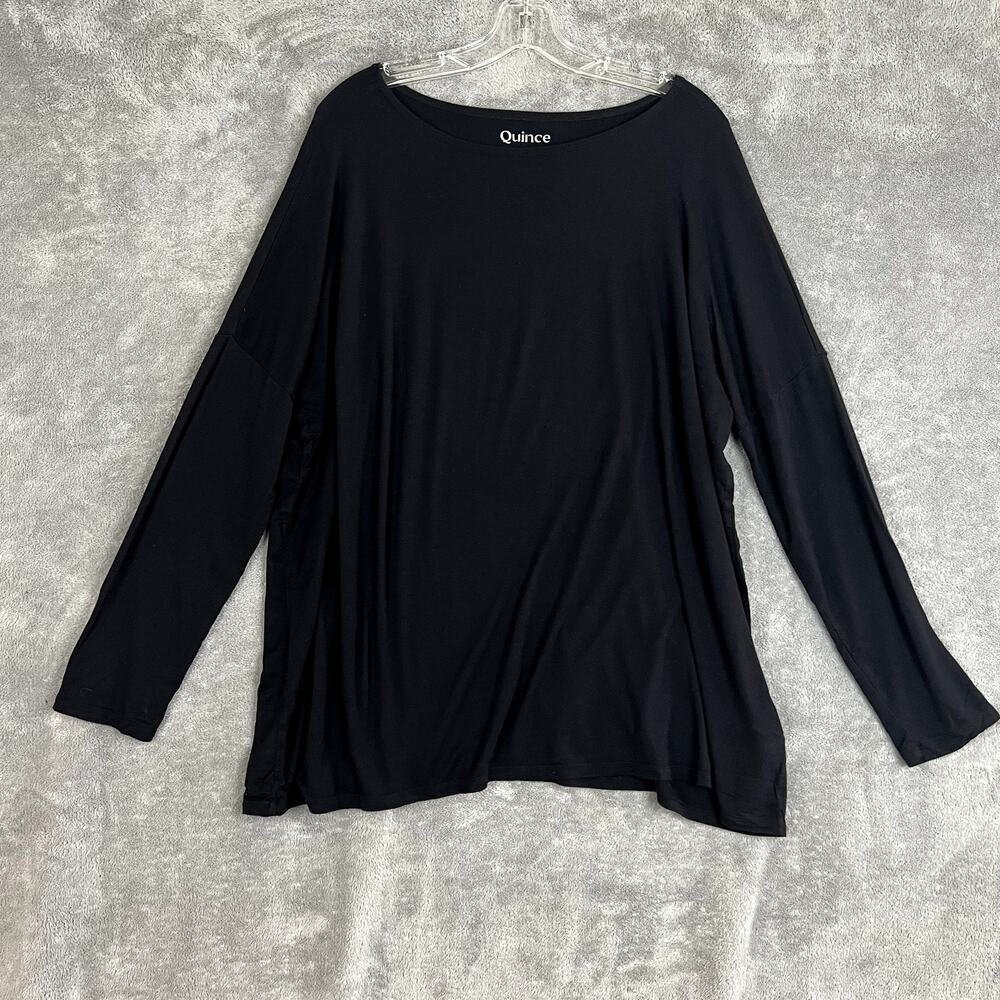 Quince Bamboo Jersey Marternity Boxy Tee Womens L Black Minimalist